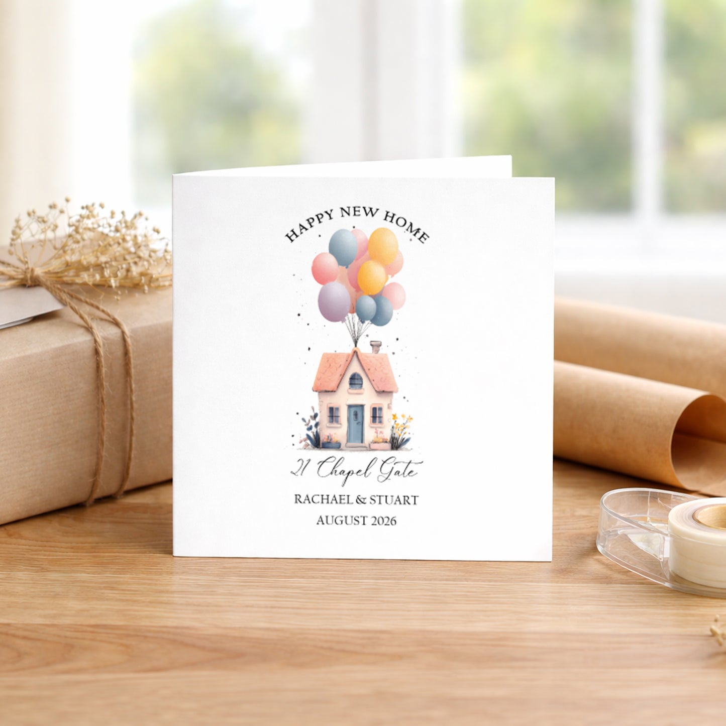 Personalised New Home Card - Balloon House Design