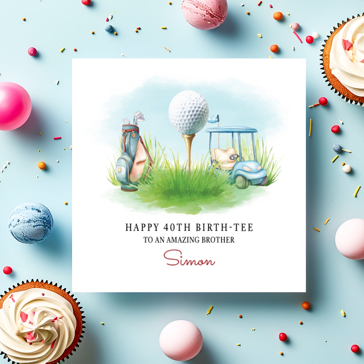 Personalised Golf Birthday Card - With Golf Cart