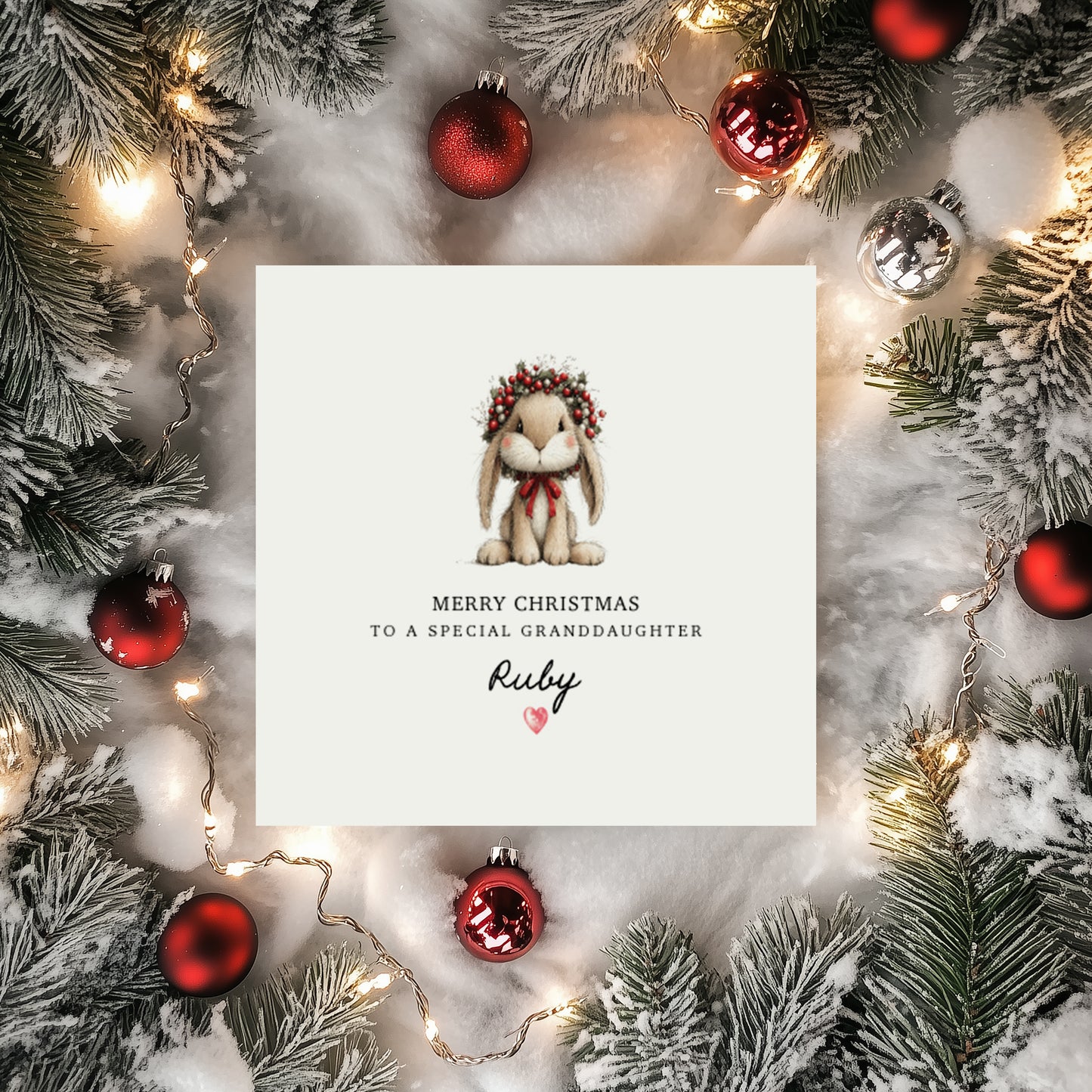 Adorable Bunny Christmas Card for a Special Girl
