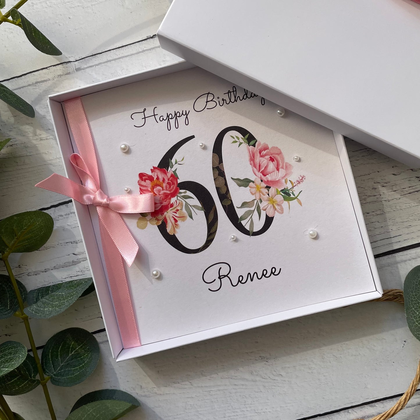 Personalised Floral Number 60th Birthday Card