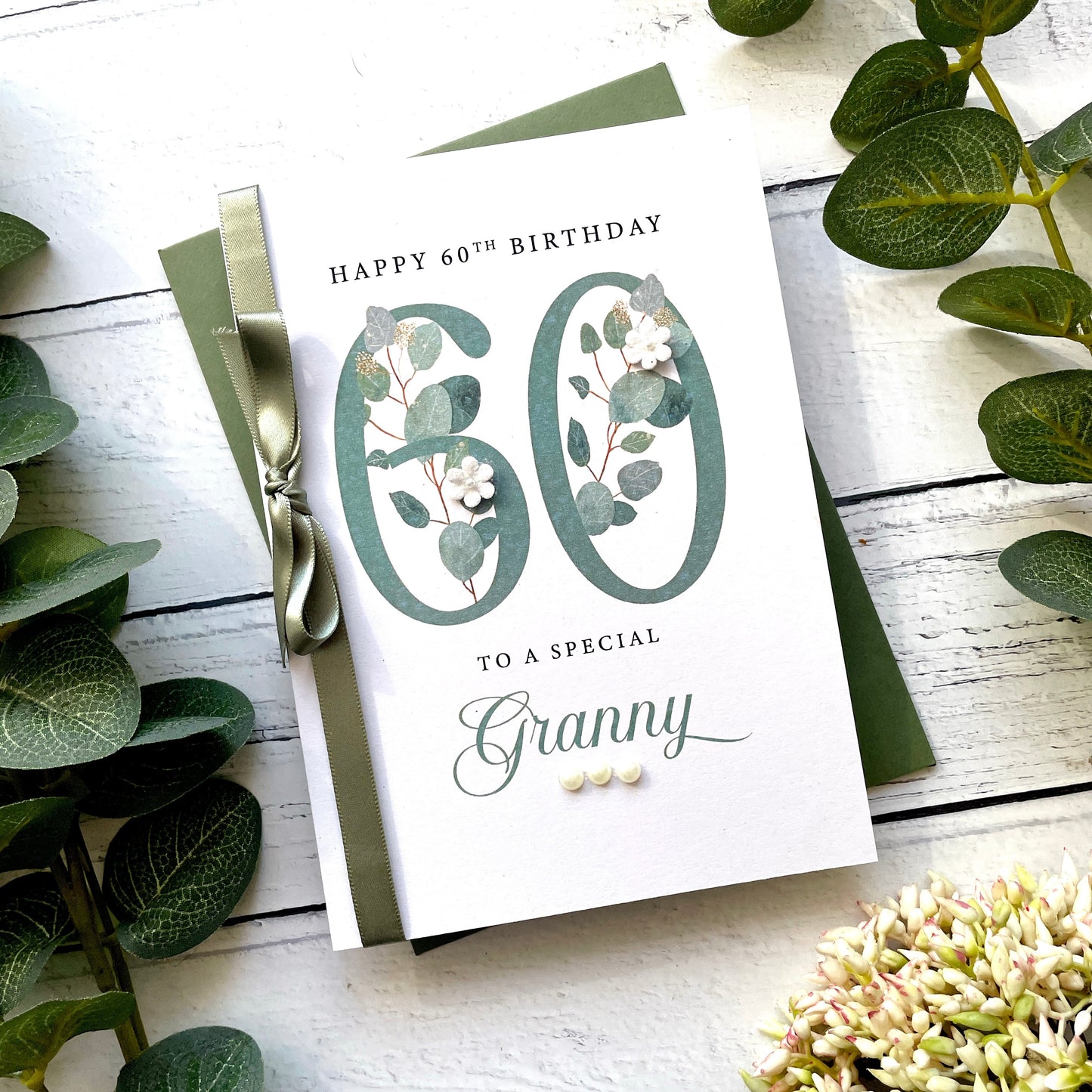 Personalised Eucalyptus 60th Birthday Card