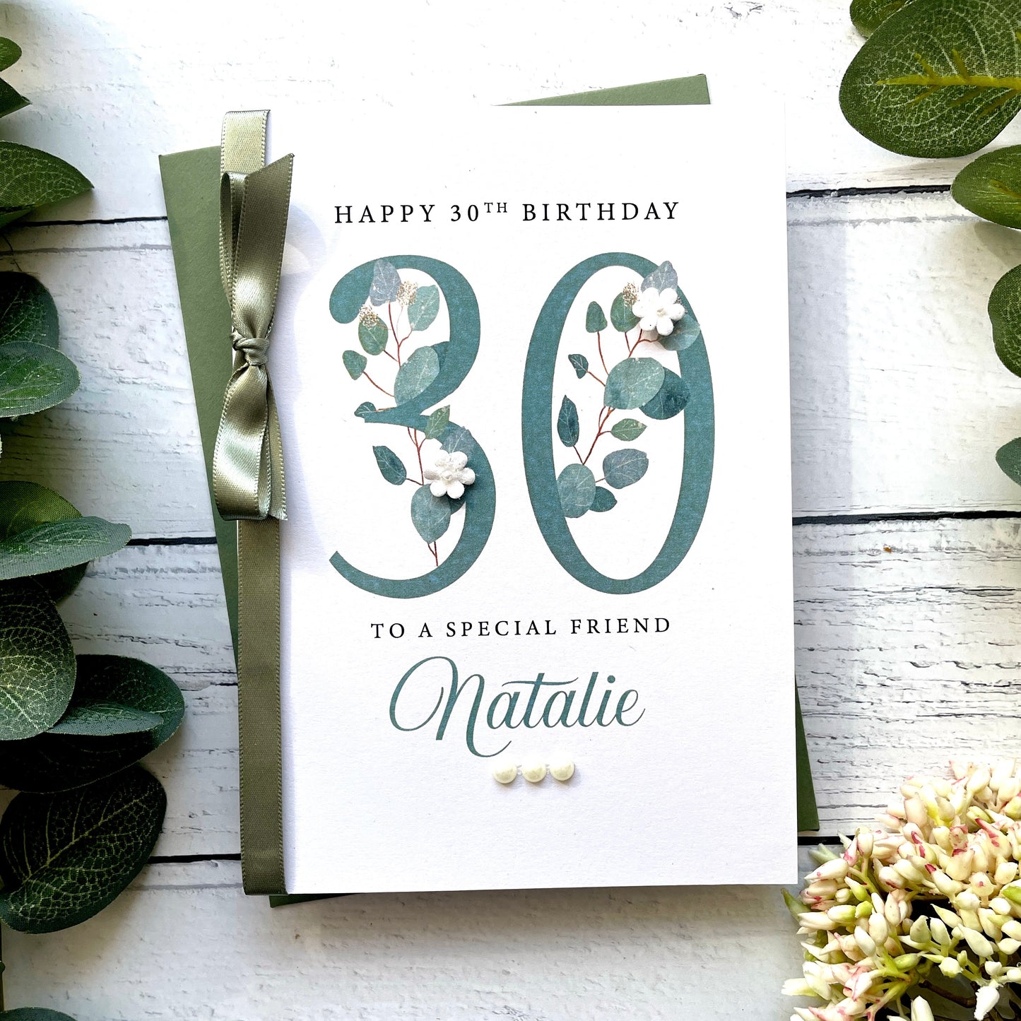 Personalised Eucalyptus 30th Birthday Card