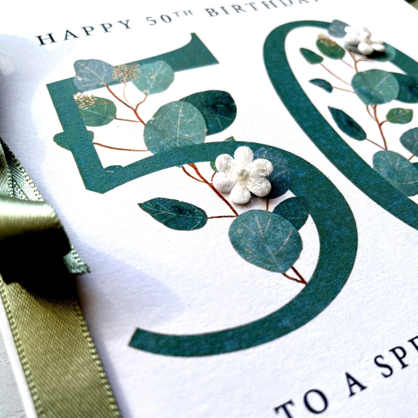 Personalised Eucalyptus 50th Birthday Card