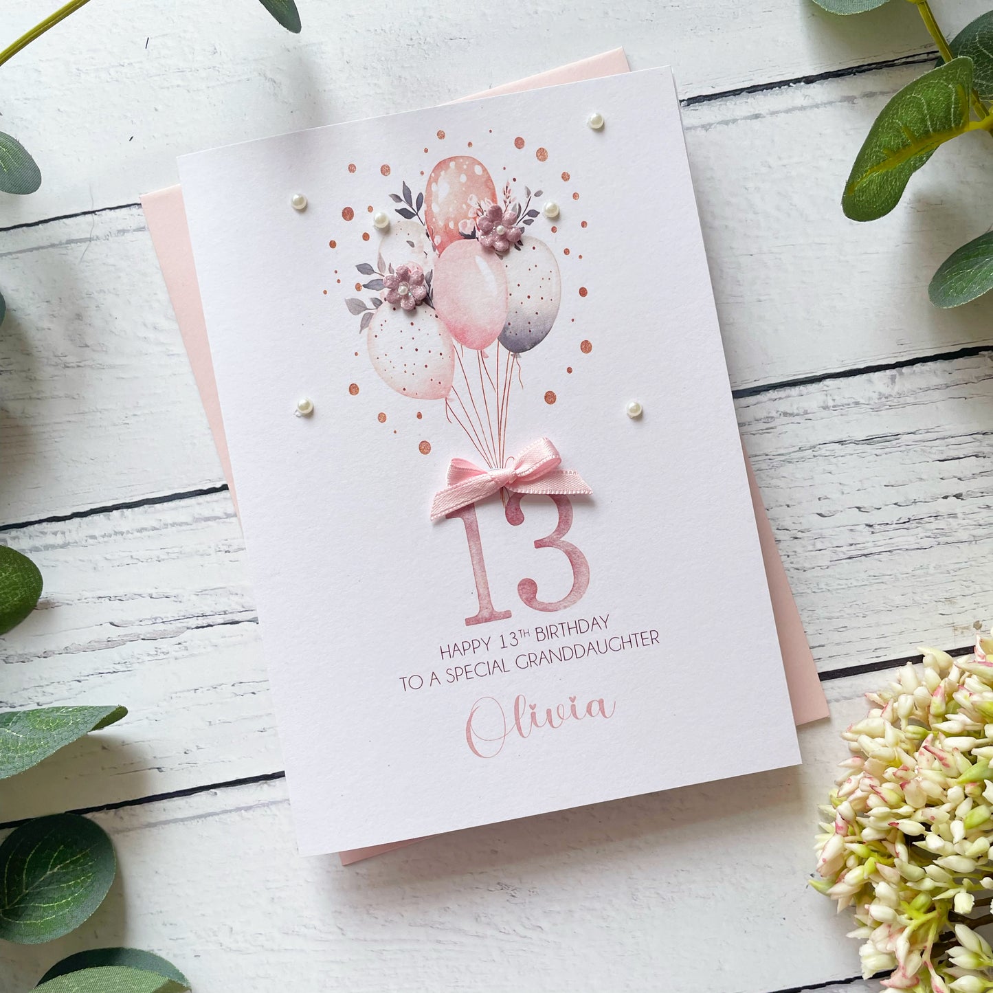 Personalised Boho Balloon 13th Birthday Card
