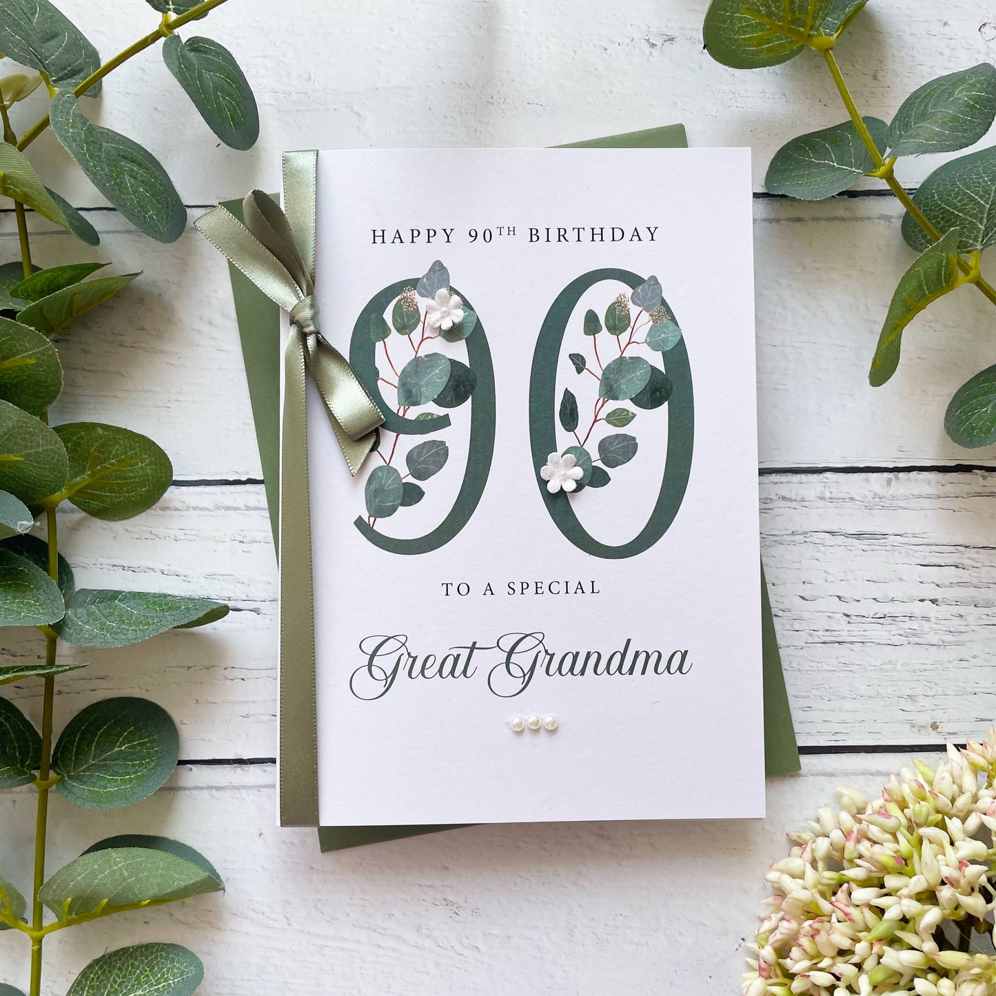 Personalised Eucalyptus 90th Birthday Card