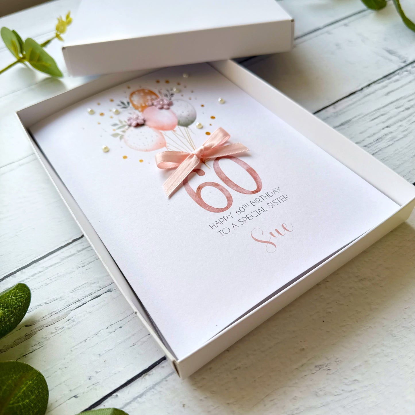 Personalised Boho Balloon 60th Birthday Card