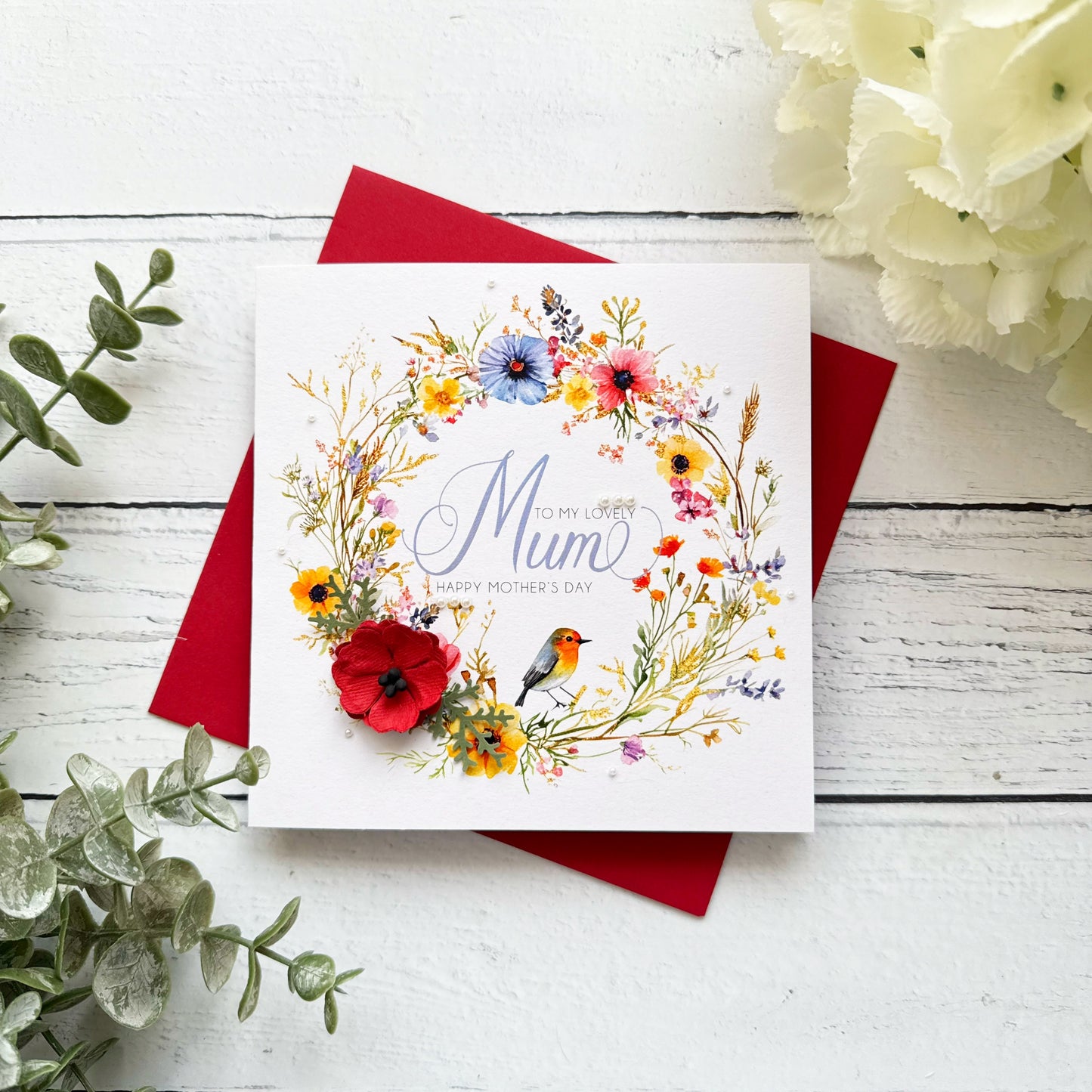 Personalised Floral Mother's Day Card - Poppy Design