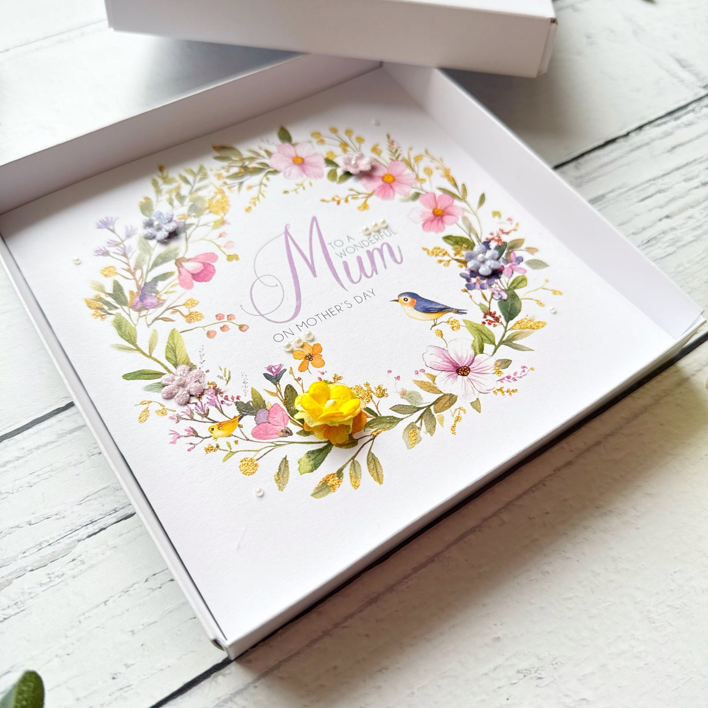 Personalised Floral Mother's Day Card - Lilac and Yellow