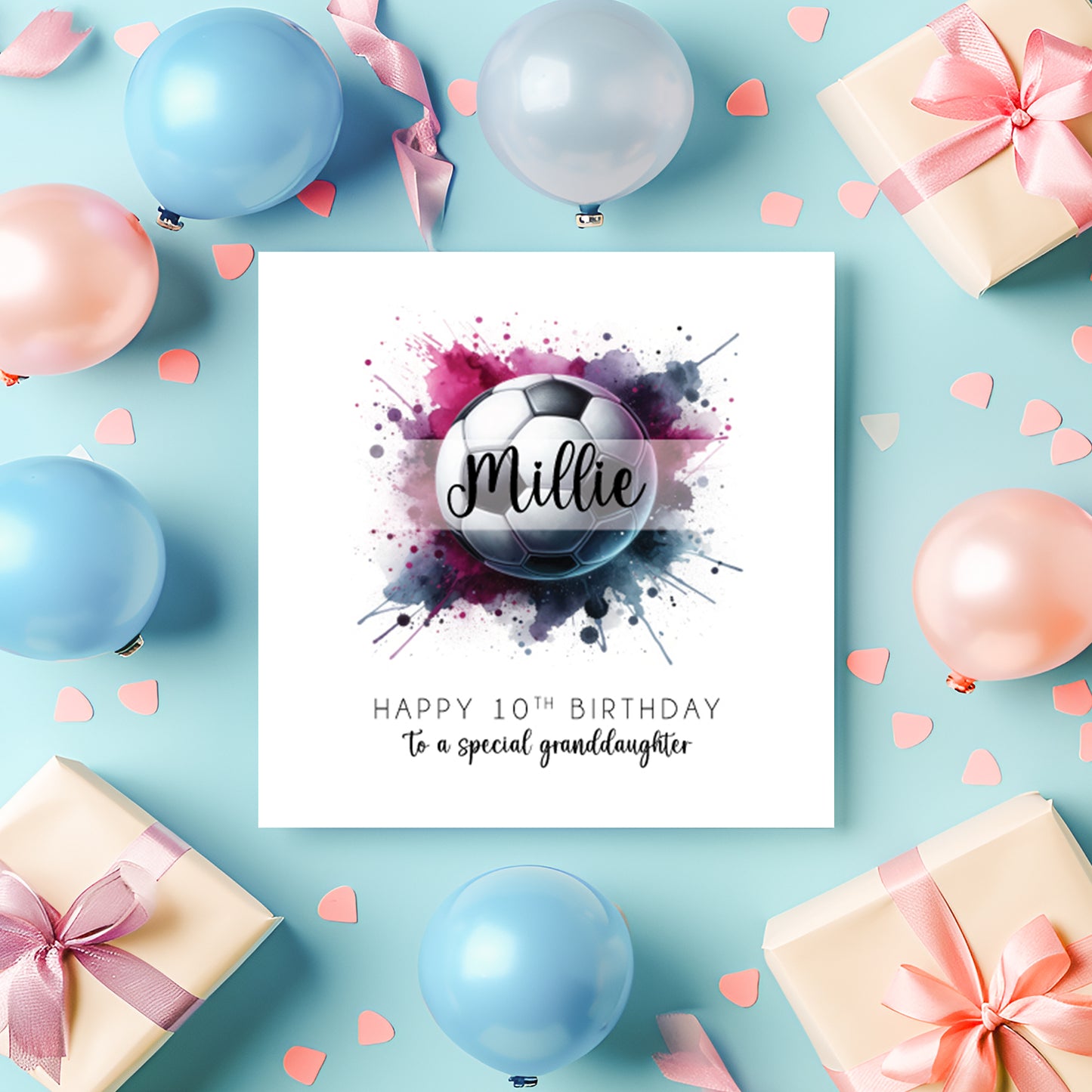Personalised Girls Football Birthday Card