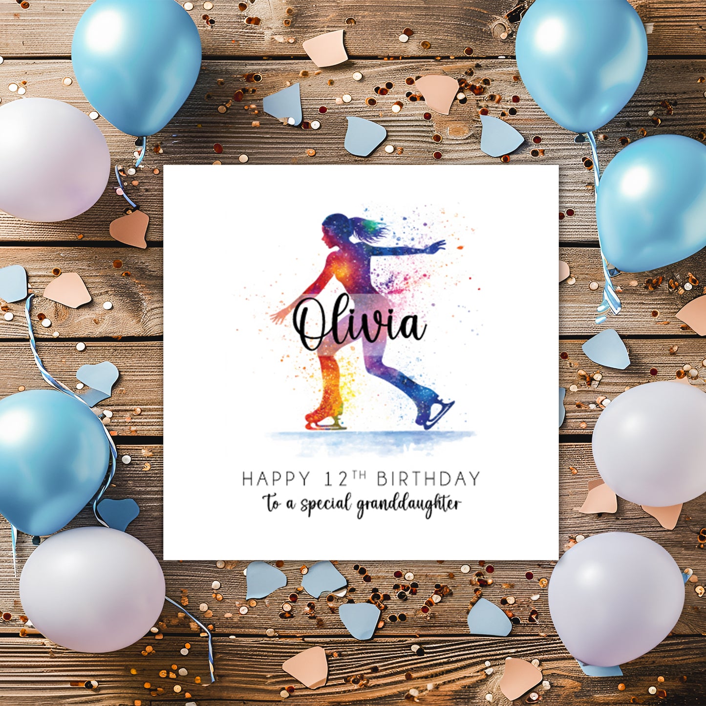 Personalised Girls Skating Birthday Card