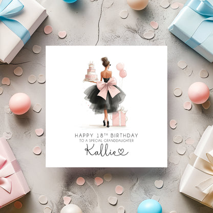 Personalised 18th Birthday Card for Her - Glam Girl Design