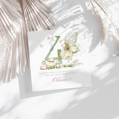 Personalised Fairy Birthday Card for Girls - Woodland Fairy Design