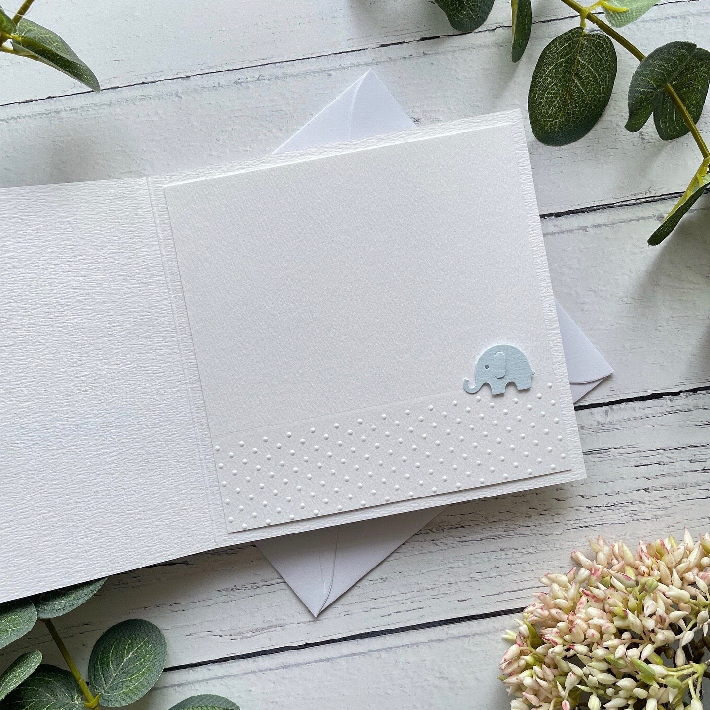 Personalised Handmade Elephant New Baby Boy Card