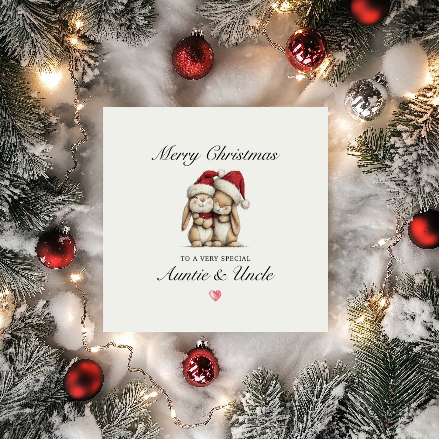 Special Auntie & Uncle Christmas Card - Bunny Design