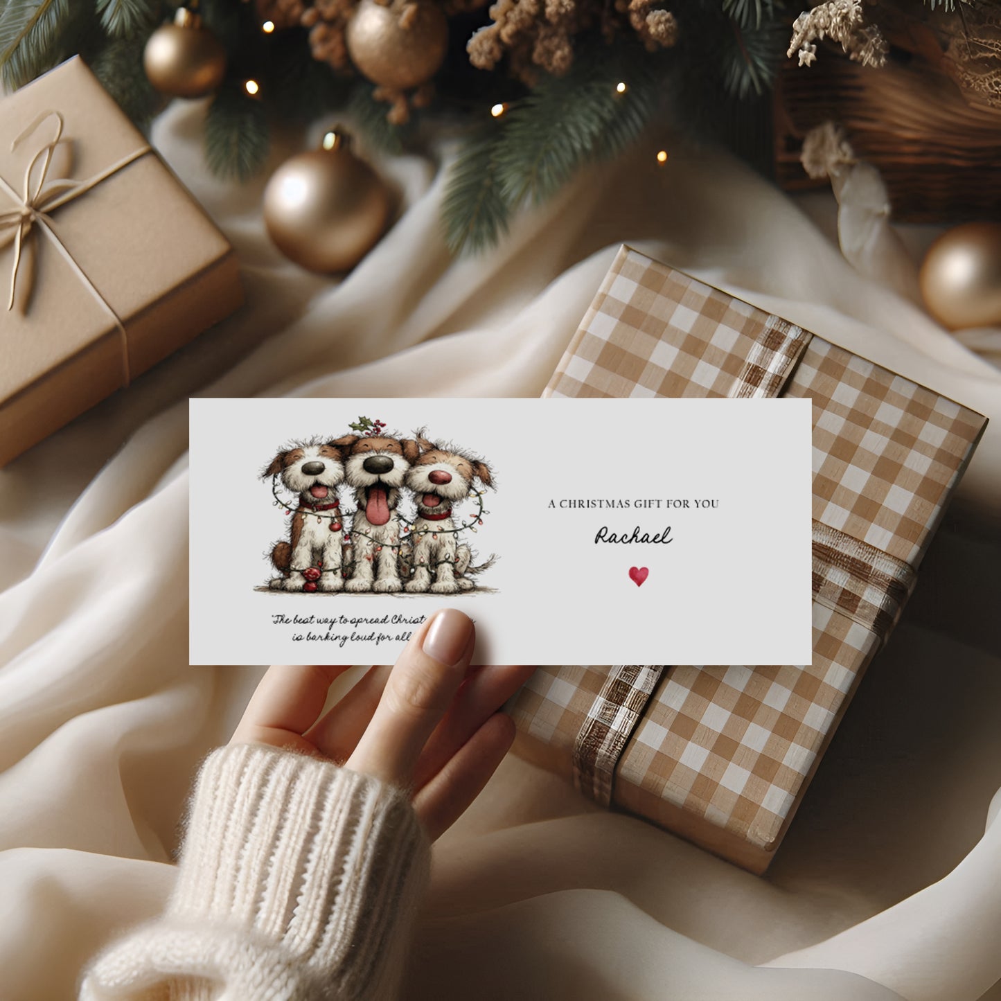 Personalised Christmas Money Wallet, Barking Loud Design