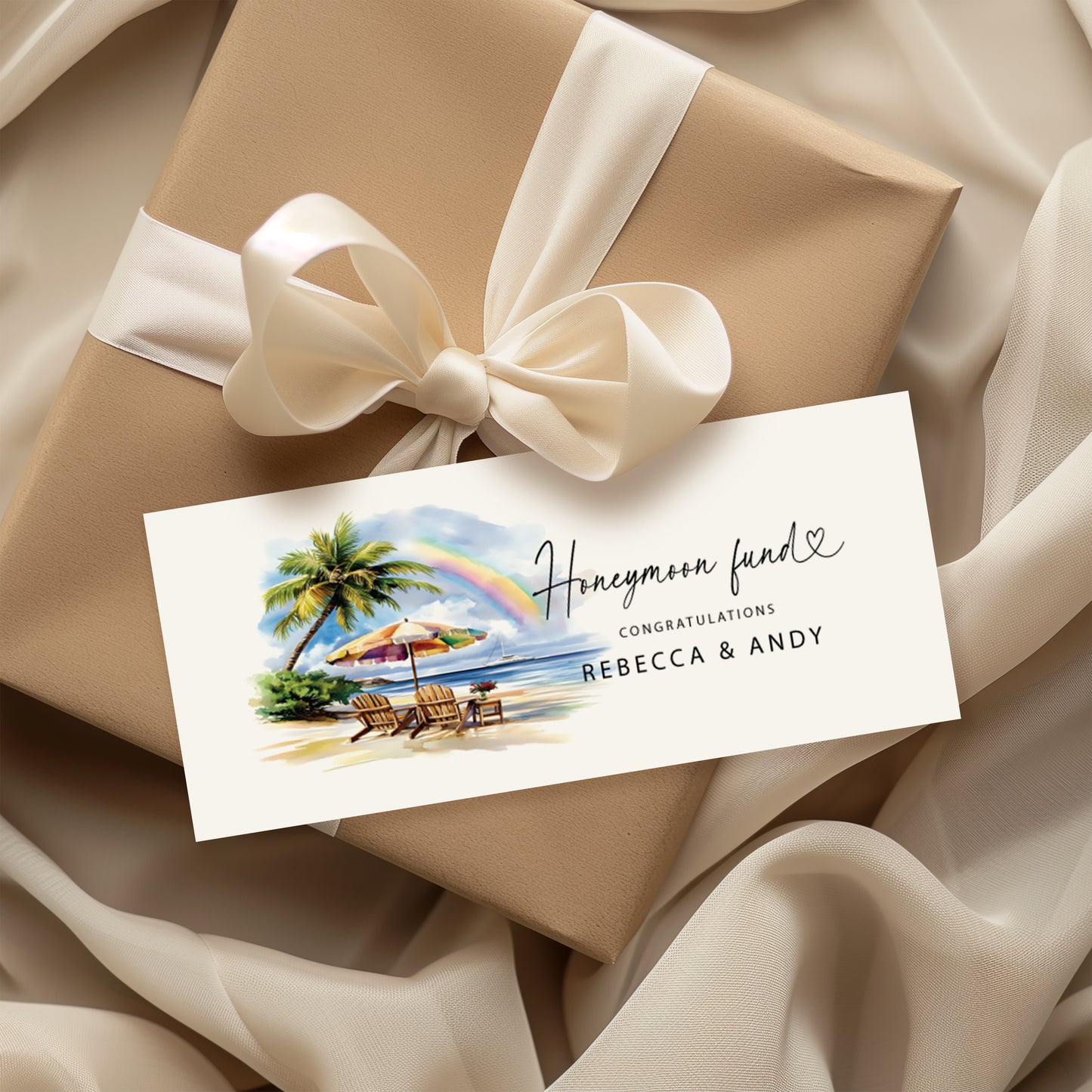Personalised Honeymoon Money Wallet - Beach Design