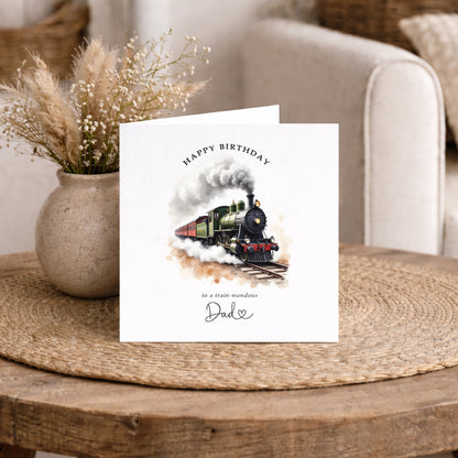 Personalised Steam Train Birthday Card for Dad