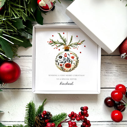 Luxury Personalised Christmas Card - Scandi Bauble Design