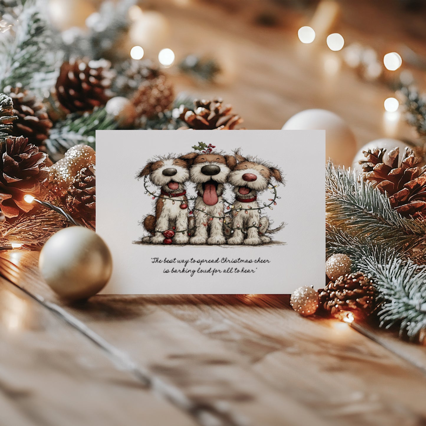 Pack of 4 Funny Dog Christmas Cards: 2 Different Designs