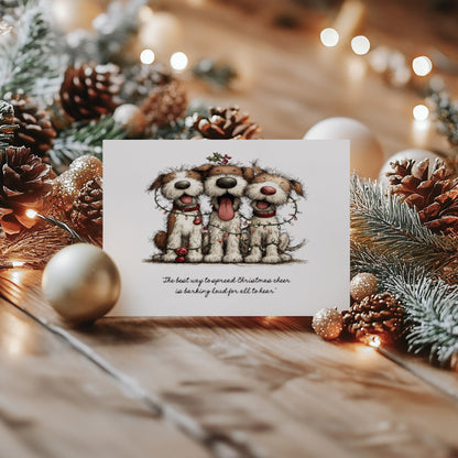 Pack of 4 Funny Dog Christmas Cards: 2 Different Designs