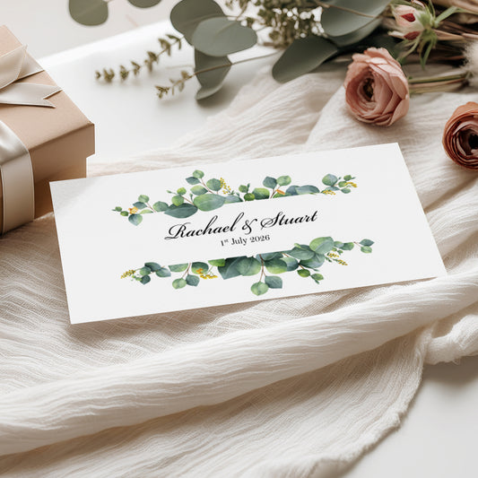 Eucalyptus Personalised Floral Wedding Money Wallet