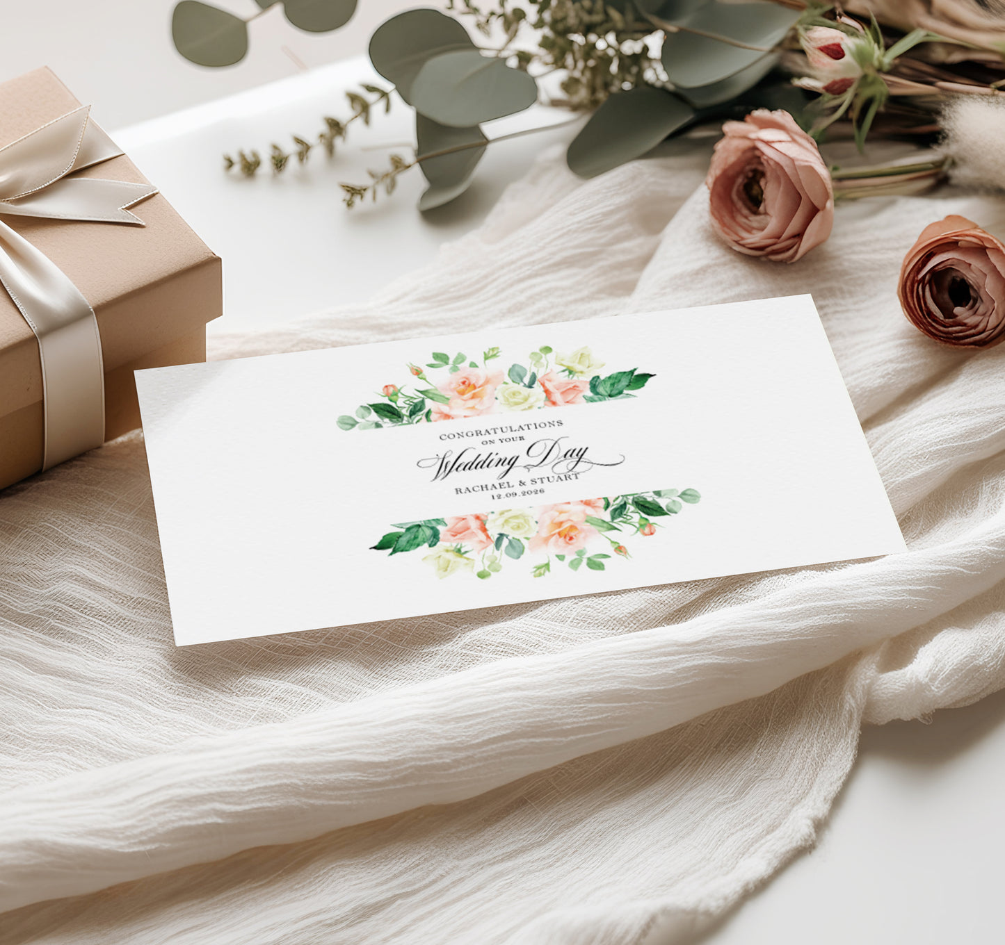 Peach Floral Personalised Wedding Money Wallet