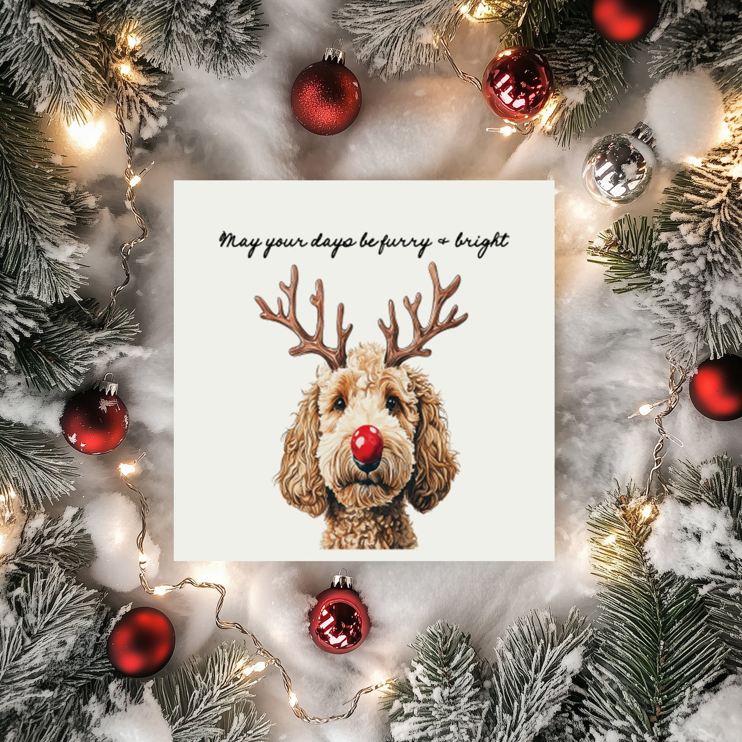 Furry & Bright Dog Christmas Cards: Set of 4 Mixed or One Design