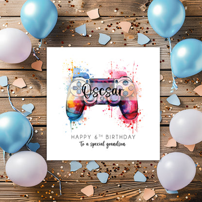 Personalised Play Station Birthday Card: Funky Design for Son, Grandson, Nephew