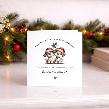 Personalised Couple Christmas Card - Cute Dogs in Santa Hats