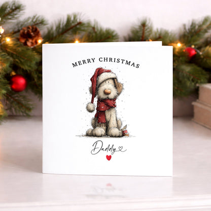 Personalised Dad Christmas Card, Cute Dog Design - Custom Relation