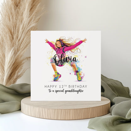 Personalised Dance Birthday Card in Bright pink