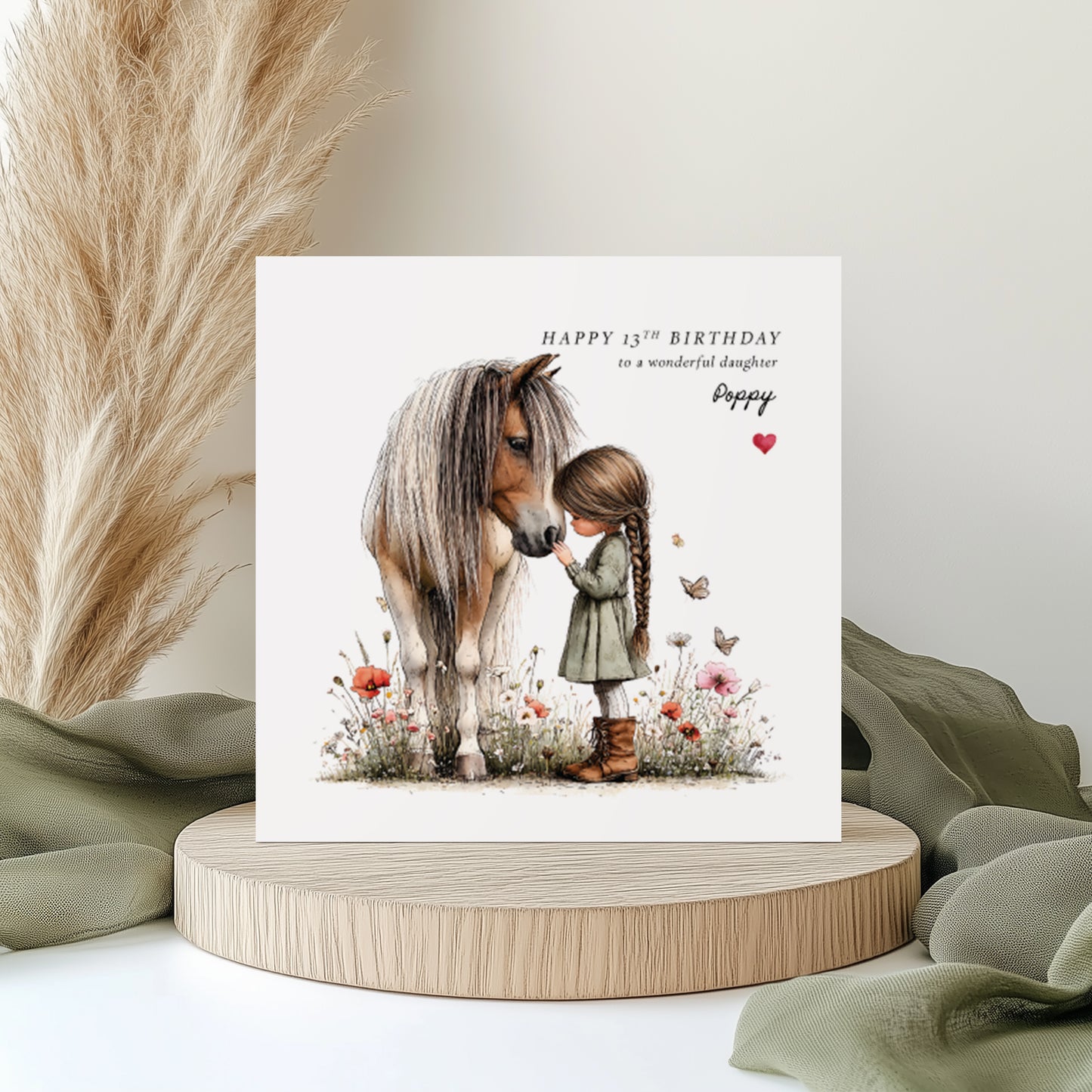 Personalised Horse Birthday Card for Girls - Custom Name, Age & Relation