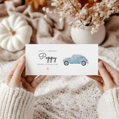 Driving Lessons Fund Money Wallet - Blue Car