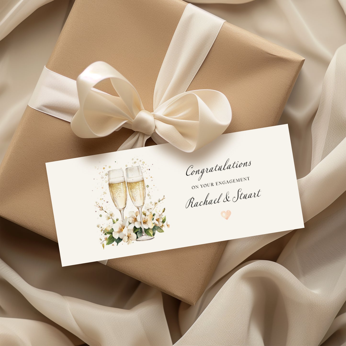 Personalised Engagement Money Wallet - Champagne Glass Design