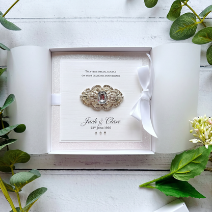 Luxury Handmade Diamond Anniversary Card in a Box