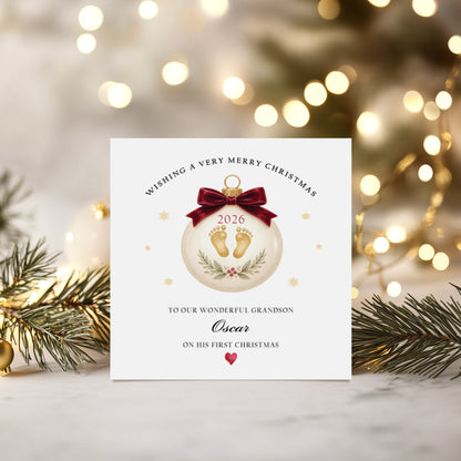 Personalised Baby's First Christmas Bauble Card