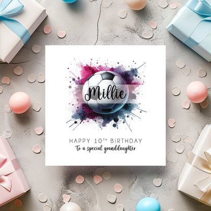 Personalised Girls Football Birthday Card