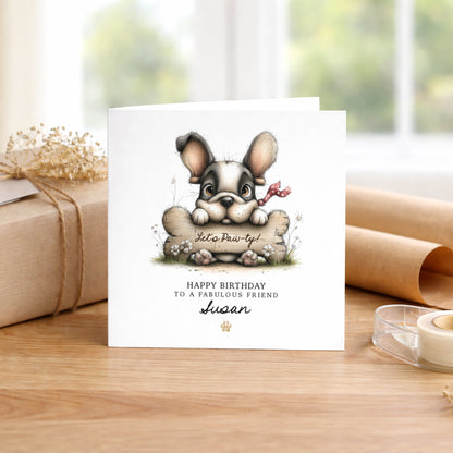 Personalised Birthday Card Cute French Bulldog Design - Custom Name & Relation