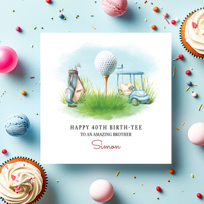 Personalised Golf Birthday Card - With Golf Cart