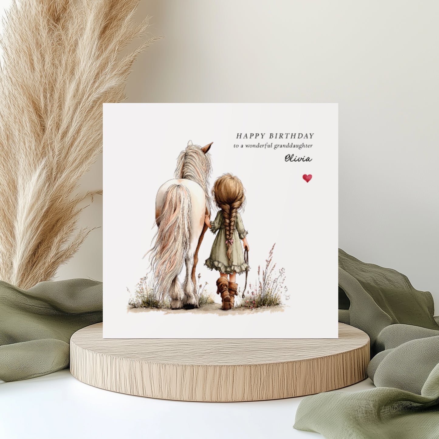 White Horse Birthday Card for Girls - Custom Name, Age & Relation