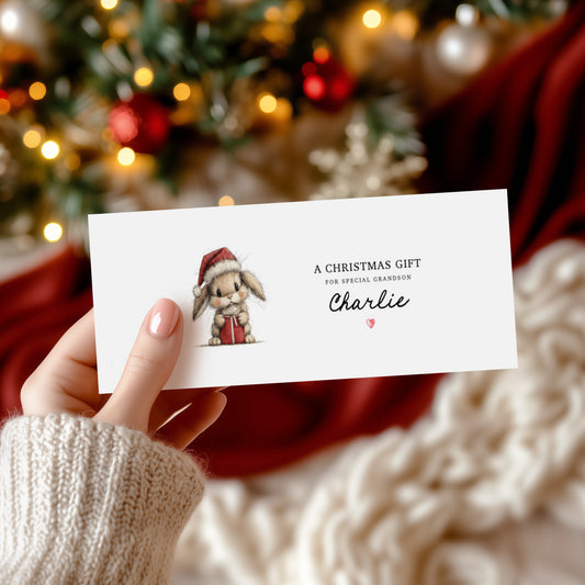 Personalised Christmas Money Wallet: Adorable Bunny Design