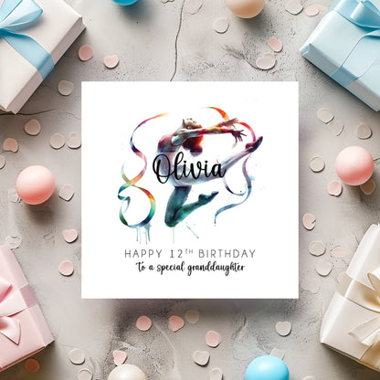Personalised Girls Gymnastics Birthday Card