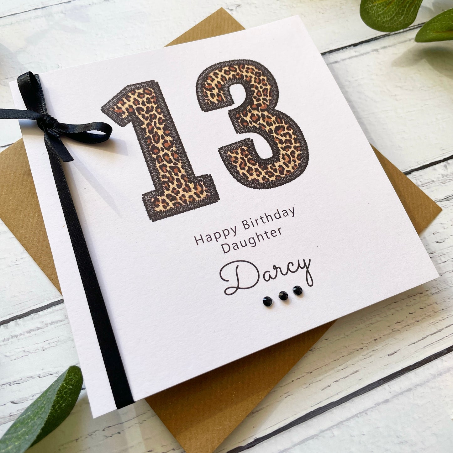Personalised Leopard Print 13th Birthday Card