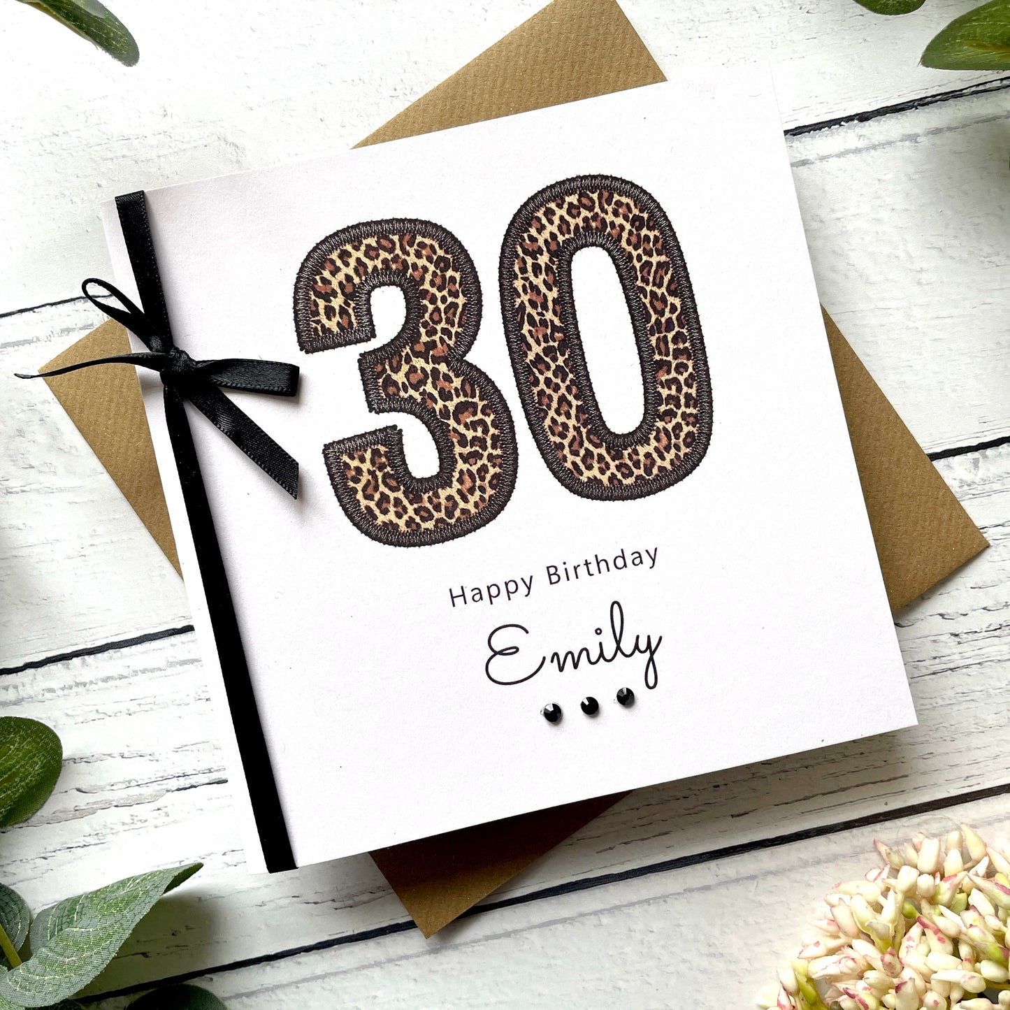 Personalised Leopard Print 30th Birthday Card