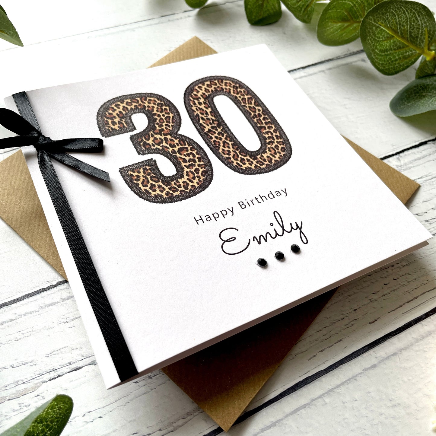 Personalised Leopard Print 30th Birthday Card