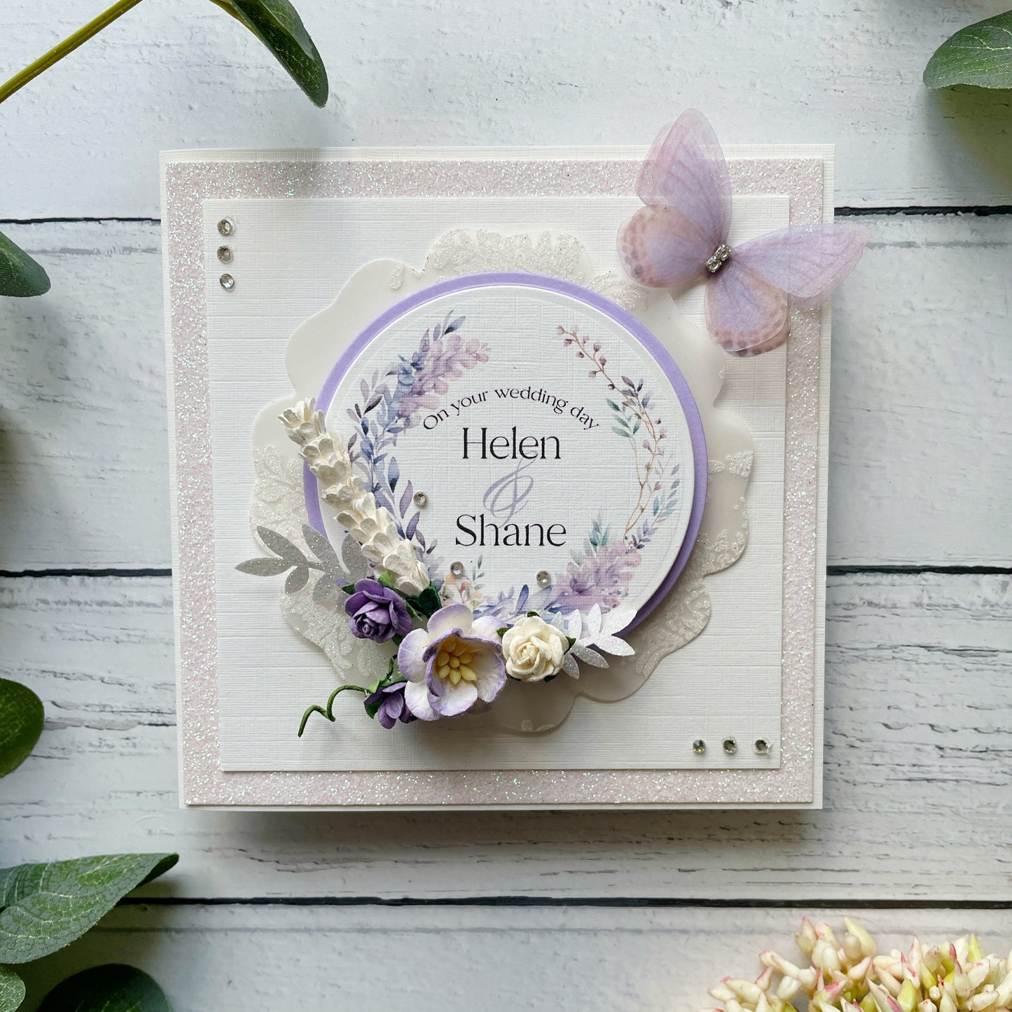 Beautiful Handmade Wedding Card with 3D Paper Flowers