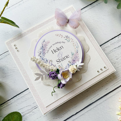 Beautiful Handmade Wedding Card with 3D Paper Flowers