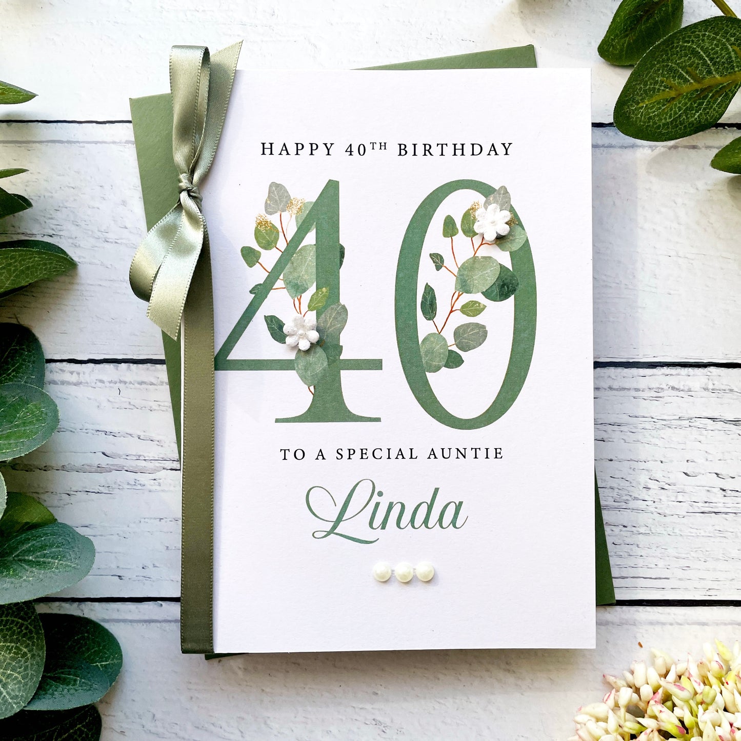 Personalised Eucalyptus 40th Birthday Card