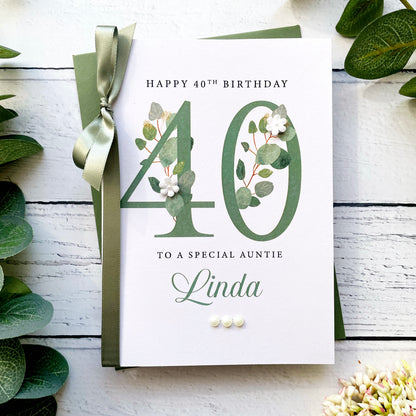 Personalised Eucalyptus 40th Birthday Card