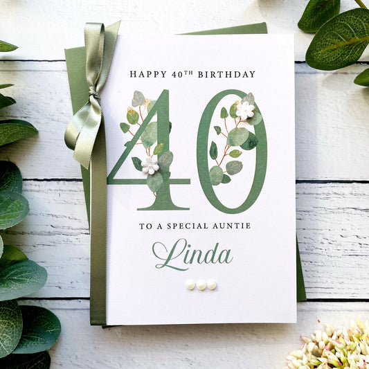 Personalised Eucalyptus 40th Birthday Card